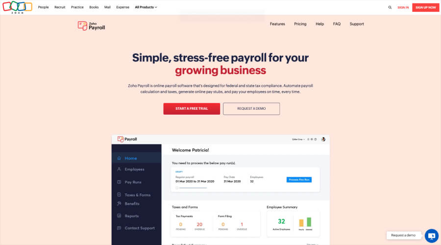 Zoho Payroll - Zenefits by TriNet - Payroll Software for Small Business