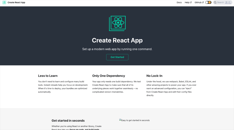 Create React App (CRA) - Best React JS Tools for Website