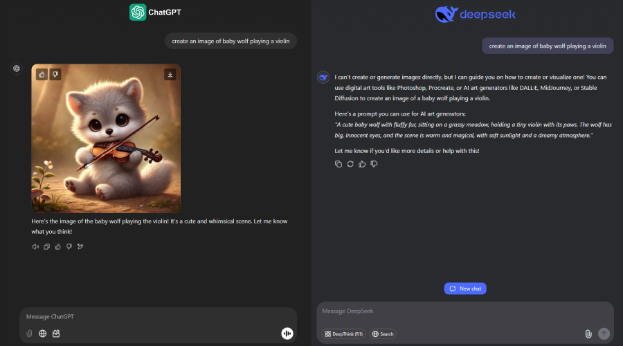 DeepSeek vs ChatGPT image generation