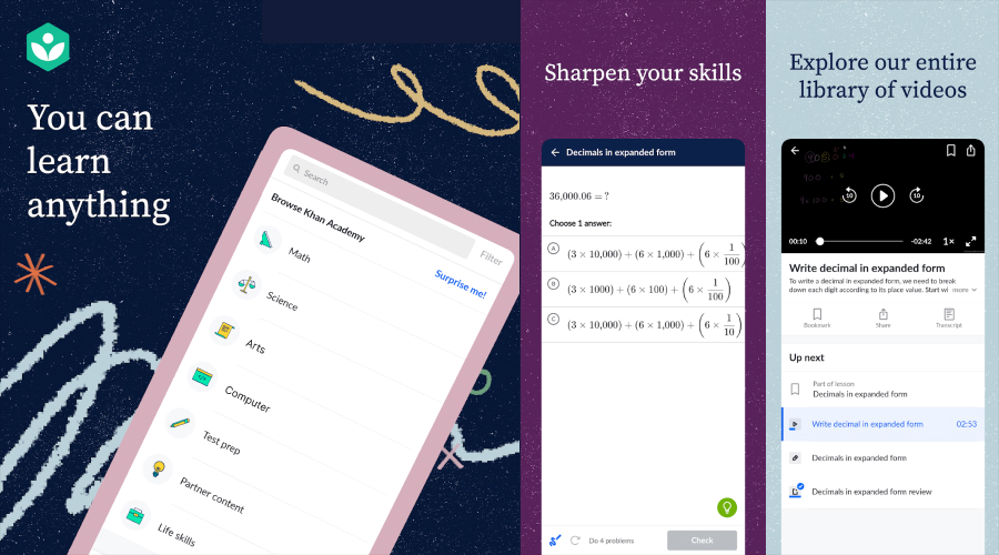 Khan Academy - best online learning apps for coding